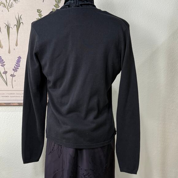 Vintage 90s Y2k Floral Embroidered Cardigan Sweater Dark Coquette Whimsigoth M - Picture 5 of 8